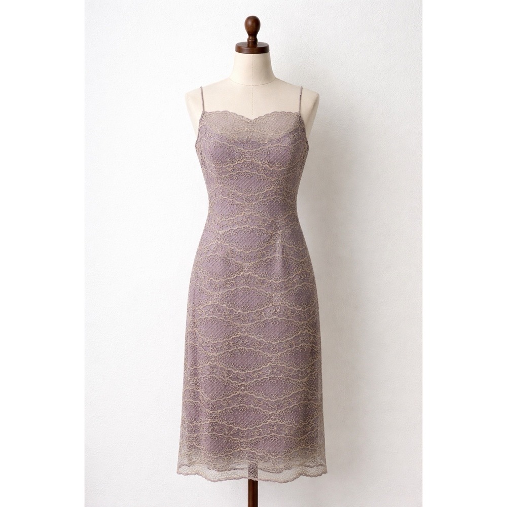 Carmen Marc Valvo Dress 4 Beaded Lace Cocktail Y2K Fairy Formal Prom Hoco Purple